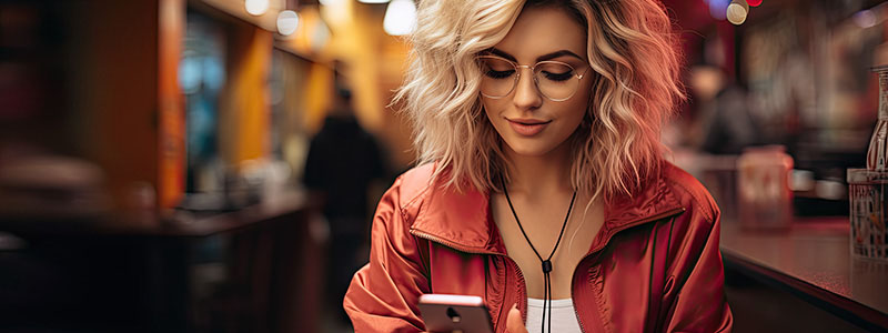 young woman looking at her phone