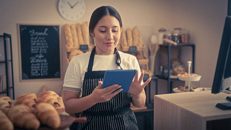 Woman using tablet